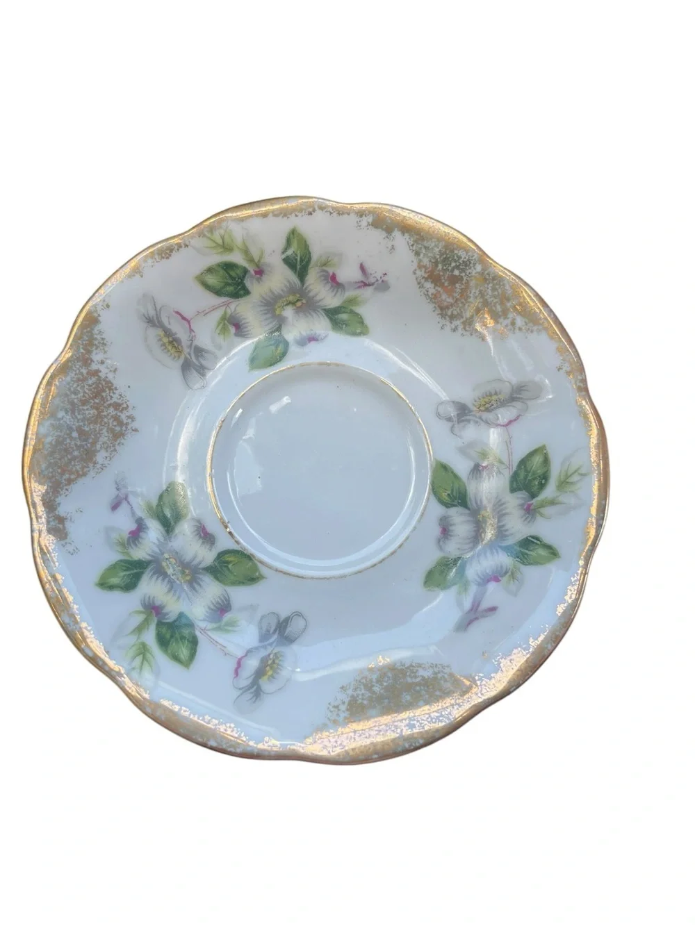 Castle China Floral Gold-Trim Porcelain Teacup and Saucer Made in Japan
